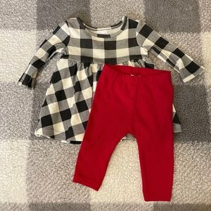 NWOT Hanna Andersson 3-6m Dress & Legging Set in Buffalo Plaid